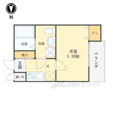 ブライト近大前(1K/1階)の間取り写真