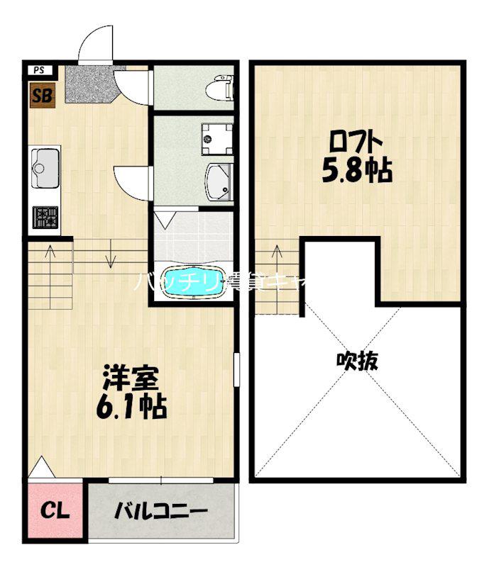 ラピーレ香椎(1K/1階)の間取り写真