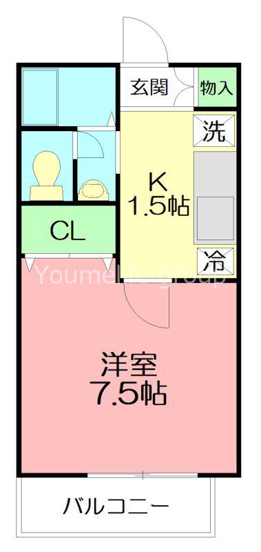 メゾンルネ(1K/1階)の間取り写真
