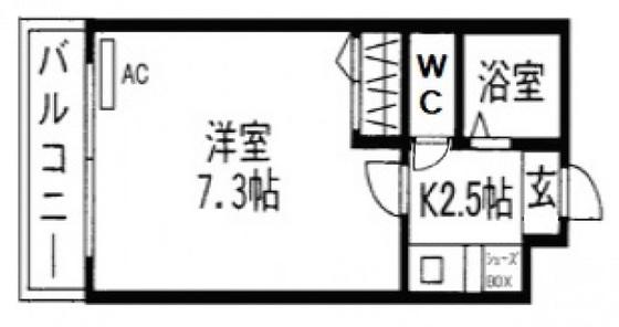 サンヒルズ古市(1K/3階)の間取り写真