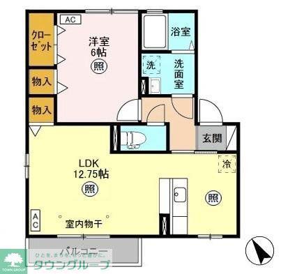 アーバンコートD(1LDK/2階)の間取り写真
