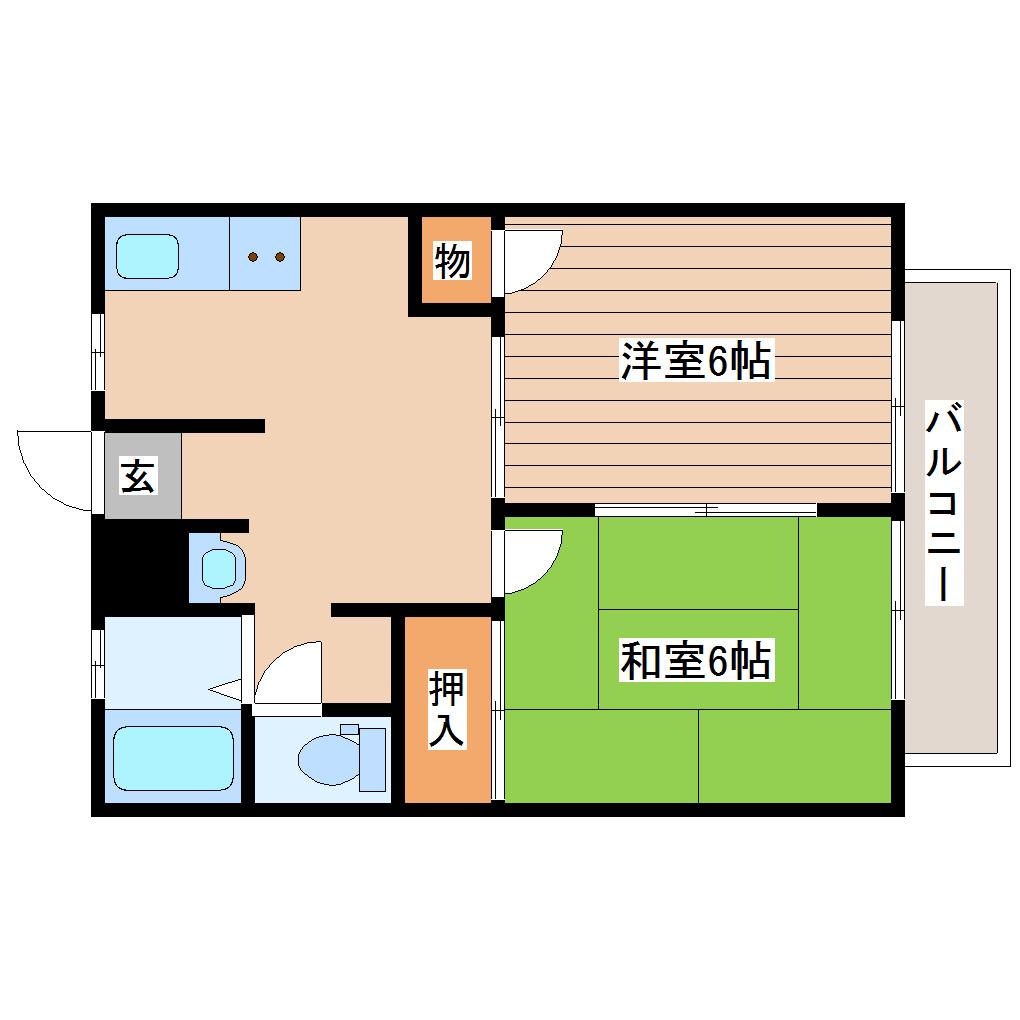ラピス鹿野(2DK/1階)の間取り写真