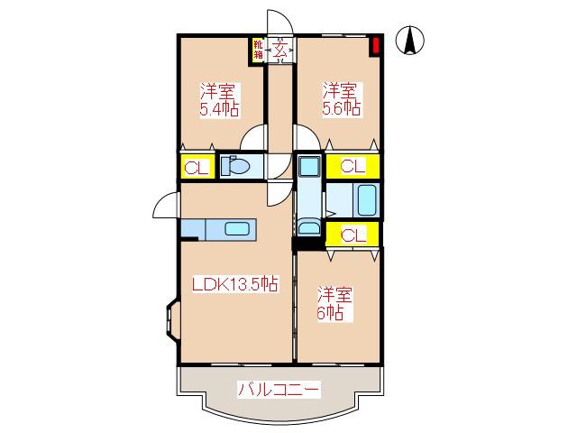 エミネンス松木(3LDK/2階)の間取り写真