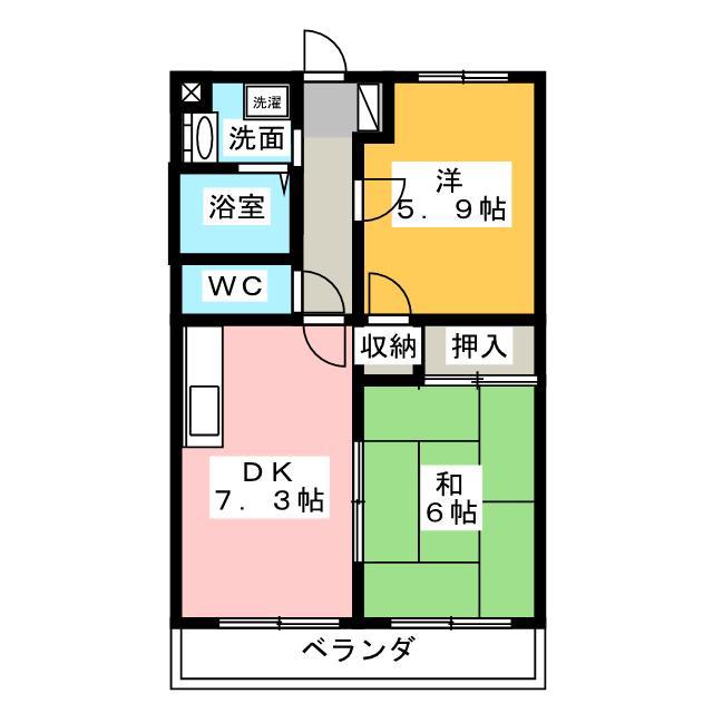 マンション磯田(2DK/1階)の間取り写真