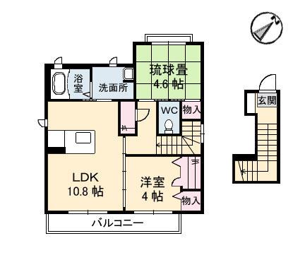 シャーメゾン沙羅ノ木 III棟(2LDK/2階)の間取り写真