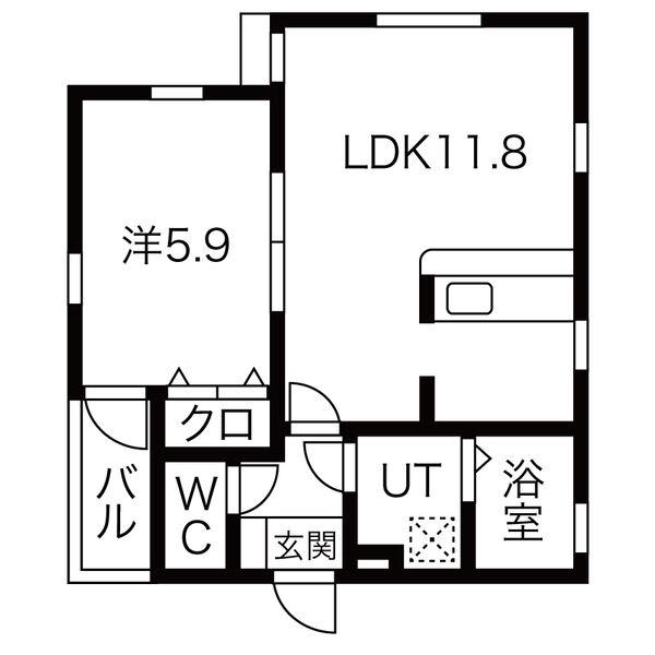 LUXE.STYLE辻町イースト(1LDK/2階)の間取り写真
