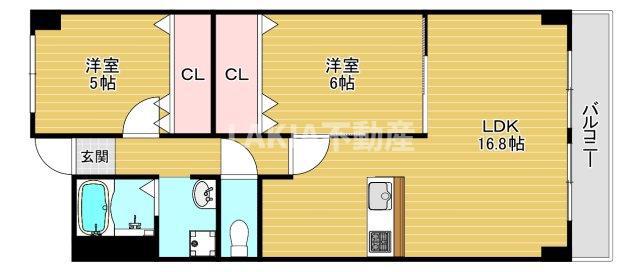 ルミエールコート住吉(2LDK/3階)の間取り写真