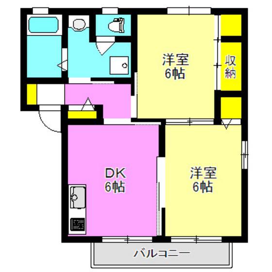 ベルドミールAB(2DK/1階)の間取り写真