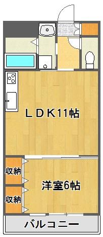 ディアコート(1LDK/3階)の間取り写真