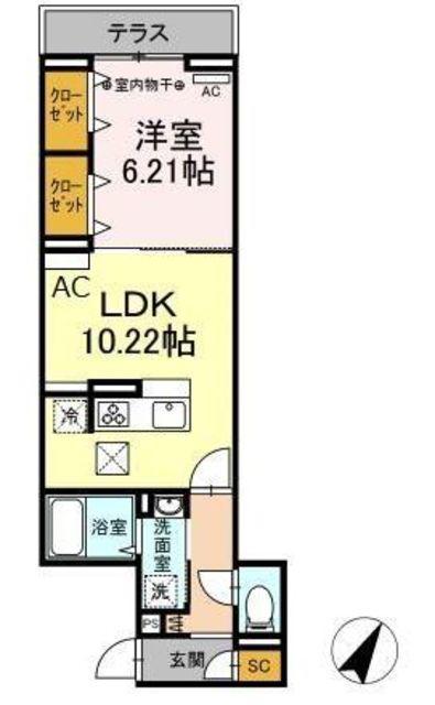 アナシエ亀有(1LDK/1階)の間取り写真