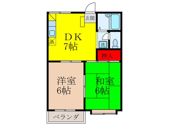 ルシエール萩原(2DK/2階)の間取り写真