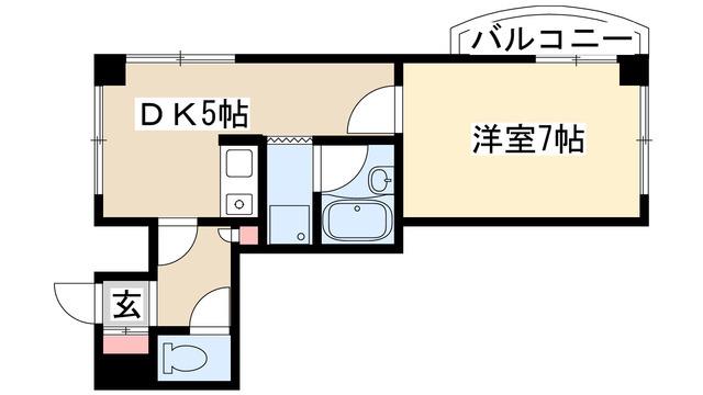 SLR吹上(1DK/2階)の間取り写真