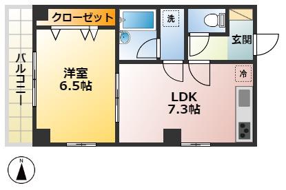 イレール並木(1DK/3階)の間取り写真
