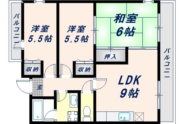 ハーヴェスト今川(3LDK/4階)の間取り写真