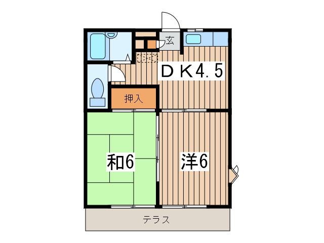 コーポサトーⅡ(2DK/1階)の間取り写真