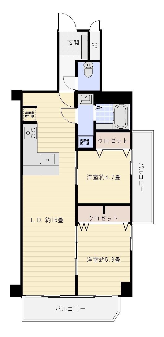 藤和津田沼コープ(2LDK/5階)の間取り写真
