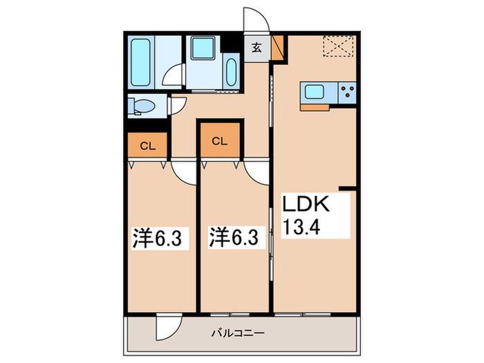 AMOUR.J II(2LDK/3階)の間取り写真