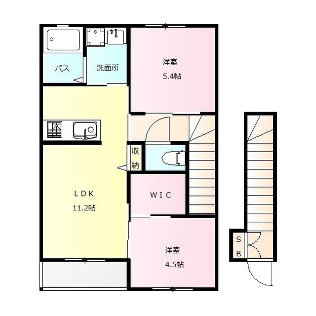 ロイヤルパレスC(2LDK/2階)の間取り写真