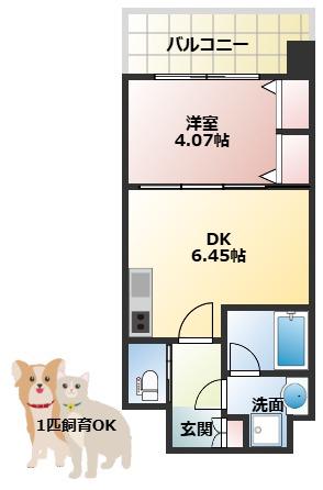 プレジオ布施EURO(1DK/12階)の間取り写真