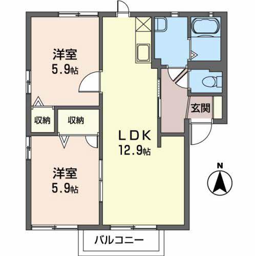 パークスクウエア(2LDK/1階)の間取り写真