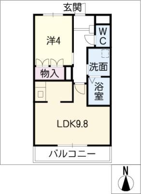 ソレイユ(1LDK/2階)の間取り写真