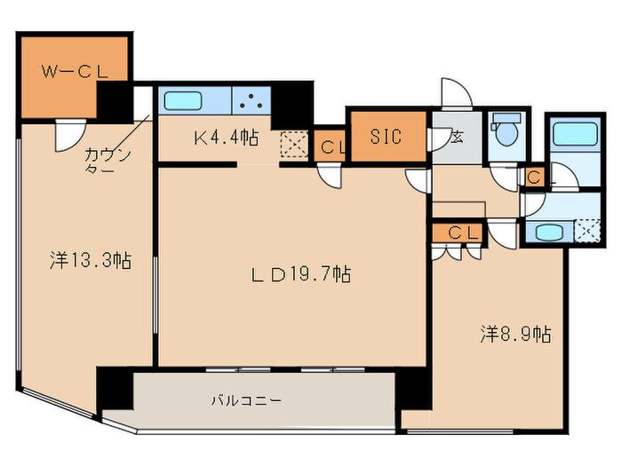MFPR目黒タワー(2LDK/20階)の間取り写真