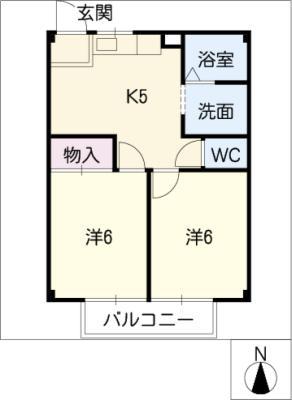 はやしはうすA(2K/1階)の間取り写真