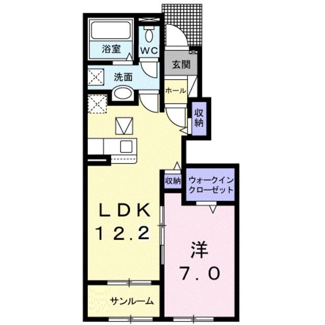 ソフィアA(1LDK/1階)の間取り写真