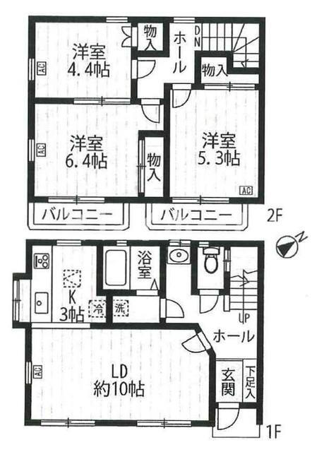 東品川メゾネット(3LDK/1階)の間取り写真
