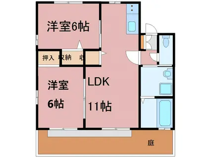 フローラルハイムII(2LDK/1階)の間取り写真