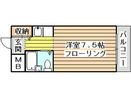 アミルIII番館(1K/5階)の間取り写真