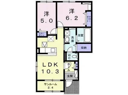 サンライズ III(2LDK/1階)の間取り写真
