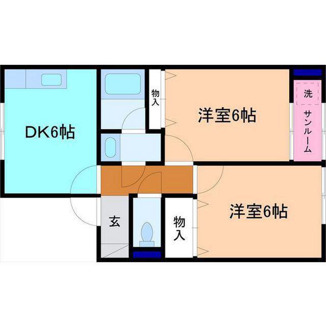 ベル&リバー(2DK/2階)の間取り写真