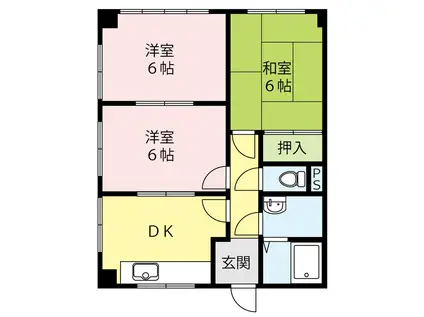 中修アパート(3DK/1階)の間取り写真