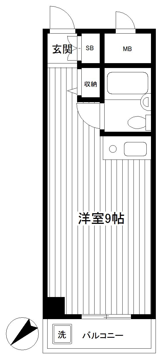 ライオンズマンション平沼橋第2(ワンルーム/4階)の間取り写真