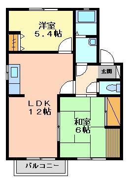 ベルコリーヌ小山 A(2LDK/1階)の間取り写真