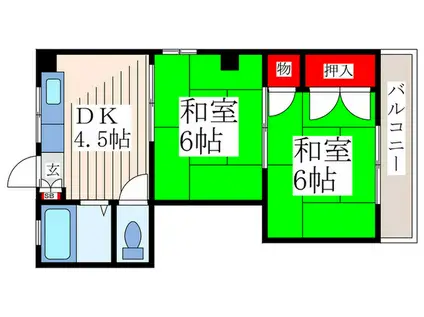 ハイツ鈴孝II(2DK/3階)の間取り写真