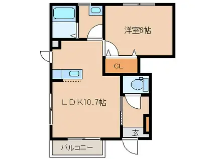 メゾン広表(1LDK/1階)の間取り写真