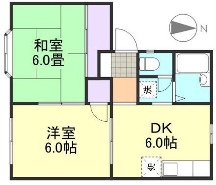 パークサイド酒津B棟(2DK/1階)の間取り写真