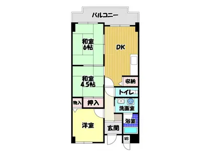 バルカン富田林(3DK/2階)の間取り写真