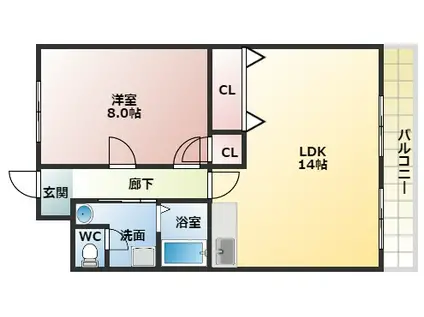 正光マンション(1LDK/2階)の間取り写真