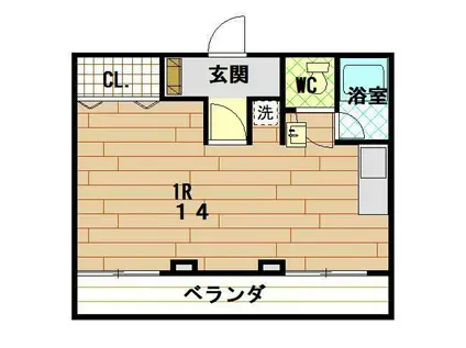 共立ハイツ(ワンルーム/4階)の間取り写真