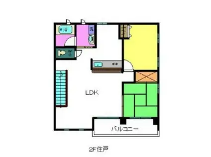 コウジィコートⅠ番館(2LDK/2階)の間取り写真