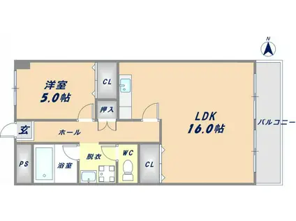 エステマール弥刀(1LDK/2階)の間取り写真