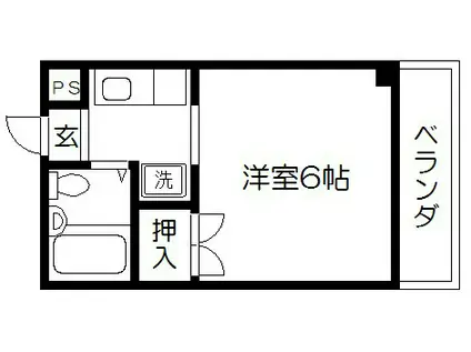 ハイツ岡本(1K/3階)の間取り写真