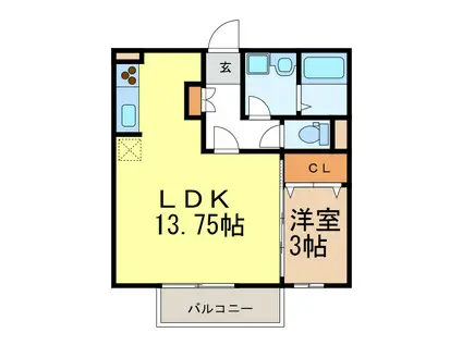 マ メゾン(1LDK/2階)の間取り写真