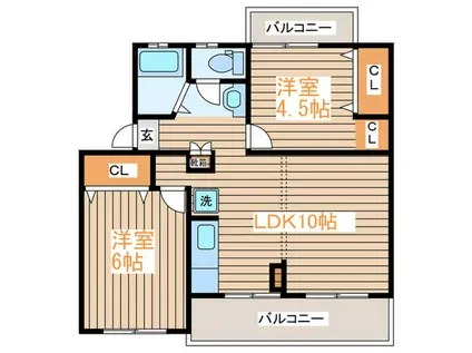 小畑第2マンション(2LDK/1階)の間取り写真