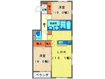 旭化成ヘーベルメゾン・メゾン・アネシス(2LDK/1階)の間取り写真