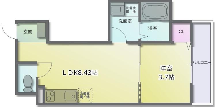 FSTYLE大蓮東(1LDK/1階)の間取り写真