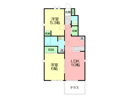 ローズヒルK(2LDK/1階)の間取り写真